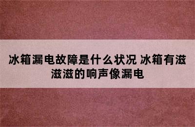 冰箱漏电故障是什么状况 冰箱有滋滋滋的响声像漏电